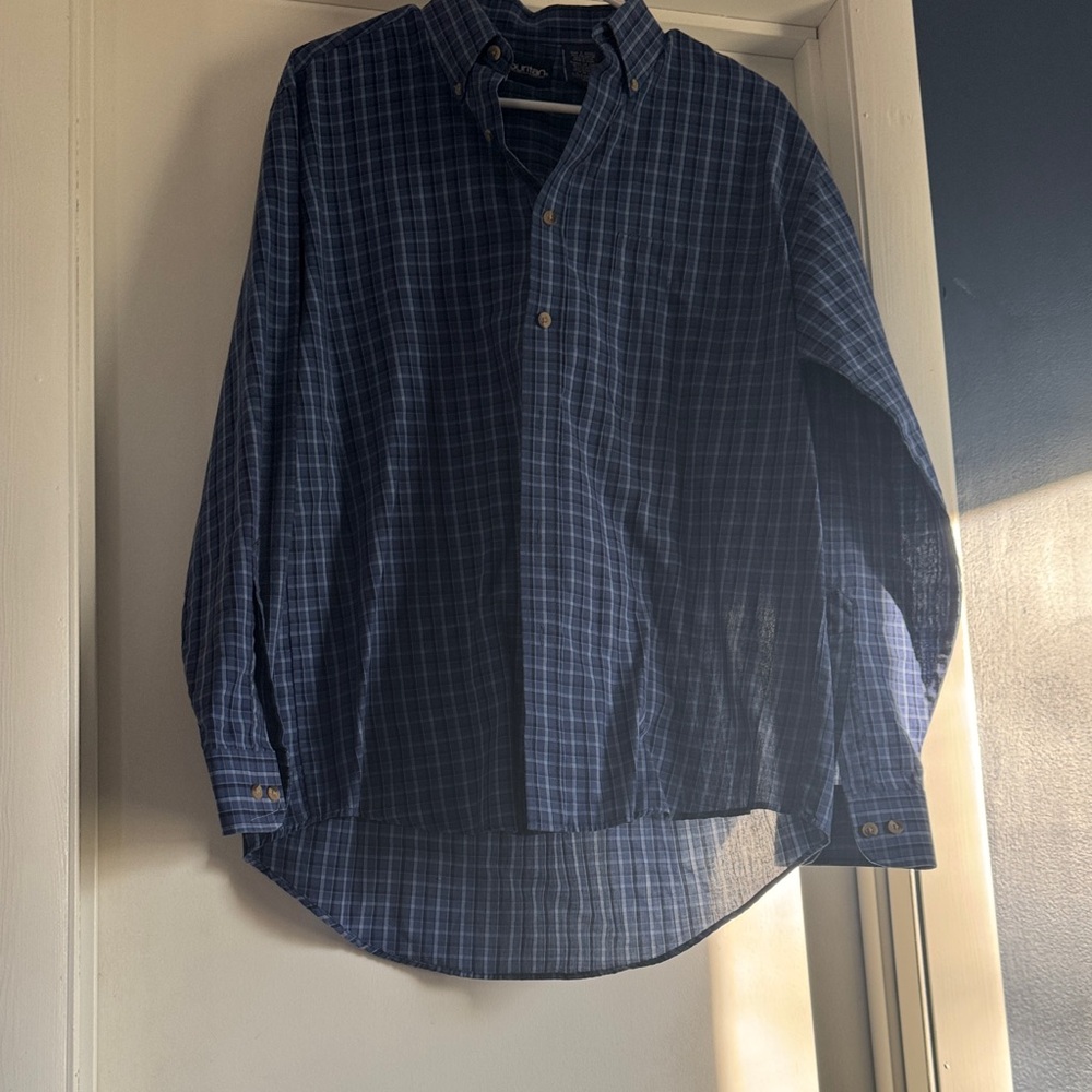 Puritan Navy Plaid Button Up. Size S